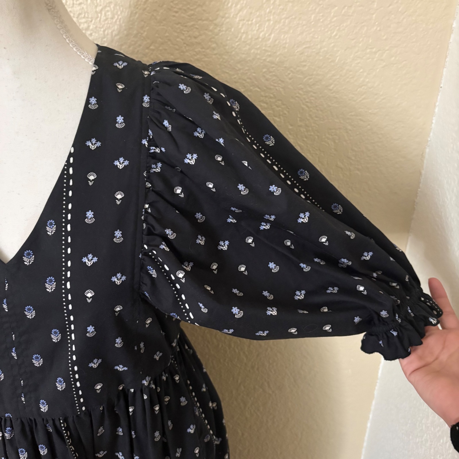 Hunter Bell Palmer Dress In The Welsh Border Print Navy Size Xs — image 3 of 8